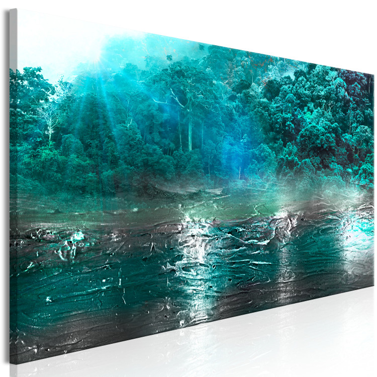 Canvas Art Print Turquoise Impression (1-piece) Narrow - blue abstract forest 134578 additionalImage 2