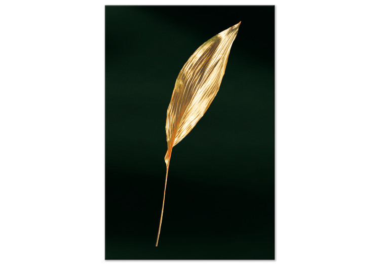 Canvas Gold leaf - Botanical theme on a background of green 135578