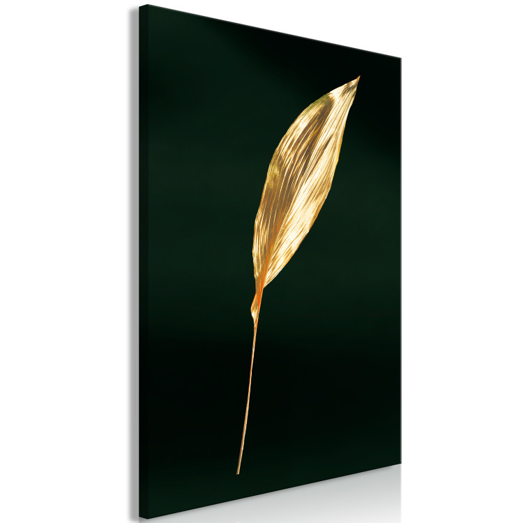 Canvas Gold leaf - Botanical theme on a background of green 135578 additionalImage 2