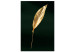 Canvas Gold leaf - Botanical theme on a background of green 135578