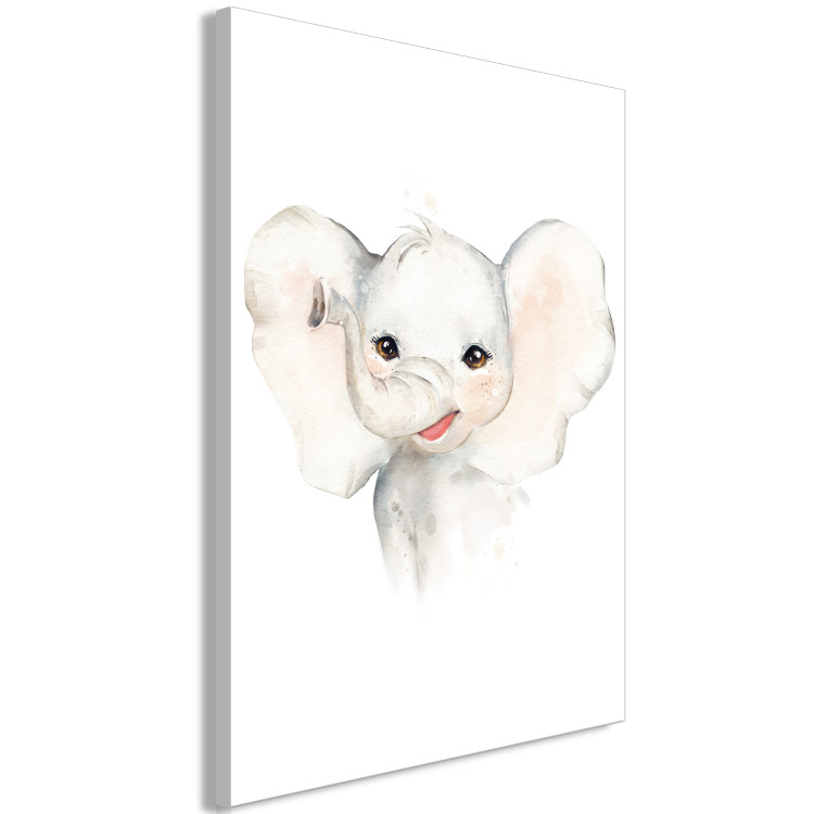 Canvas Art Print Drawing, joyful elephant - a stylized watercolor composition 136378 additionalImage 2