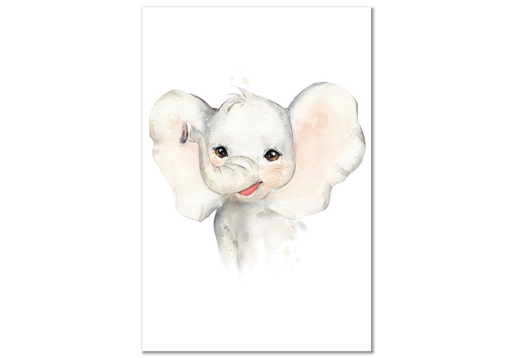 Canvas Art Print Drawing, joyful elephant - a stylized watercolor composition 136378