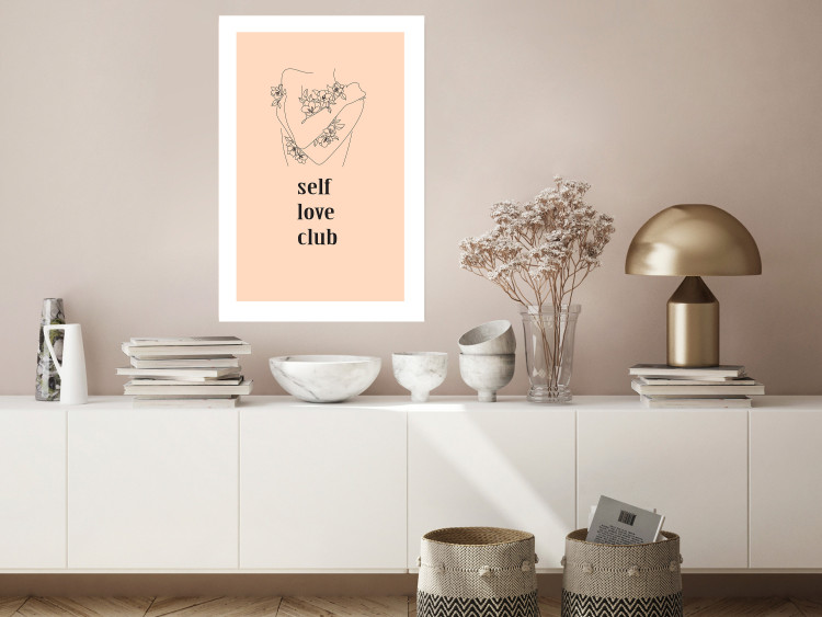 Wall Poster Self Love Club - woman lineart and texts on a pastel background 138878 additionalImage 21