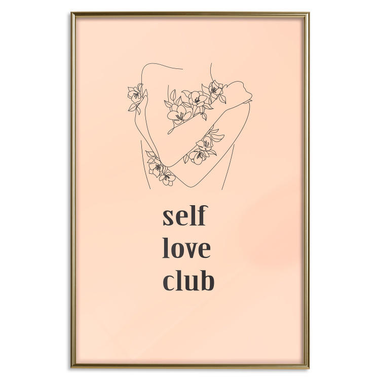 Wall Poster Self Love Club - woman lineart and texts on a pastel background 138878 additionalImage 9