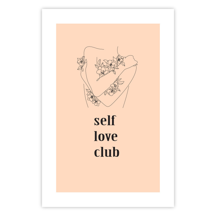 Wall Poster Self Love Club - woman lineart and texts on a pastel background 138878 additionalImage 13