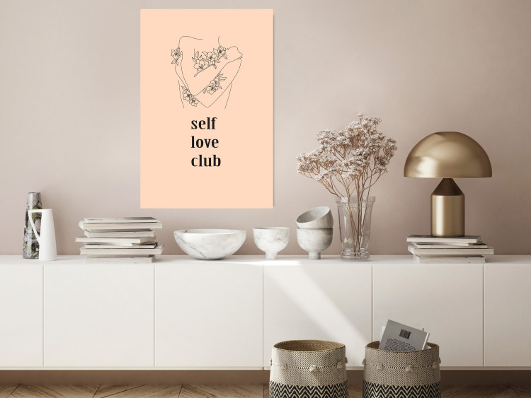 Wall Poster Self Love Club - woman lineart and texts on a pastel background 138878 additionalImage 15