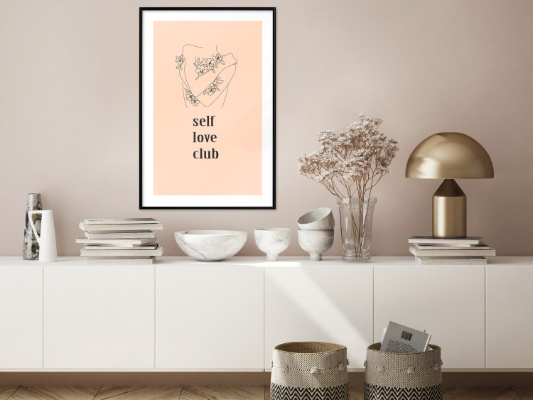 Wall Poster Self Love Club - woman lineart and texts on a pastel background 138878 additionalImage 17