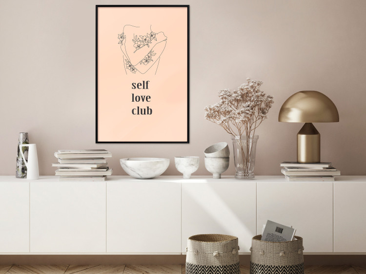 Wall Poster Self Love Club - woman lineart and texts on a pastel background 138878 additionalImage 16