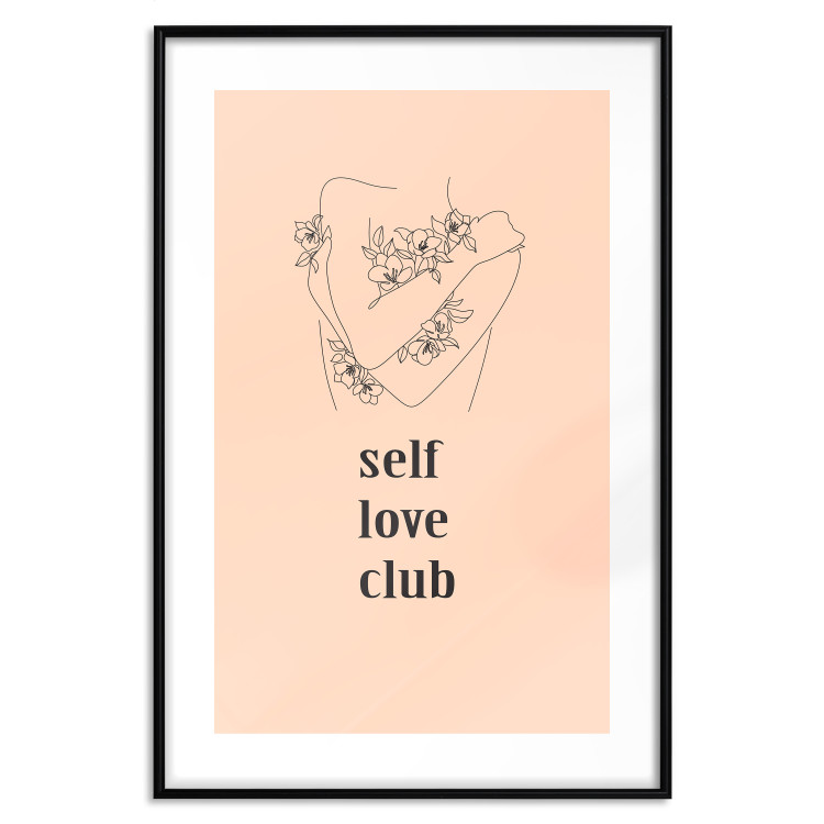 Wall Poster Self Love Club - woman lineart and texts on a pastel background 138878 additionalImage 8