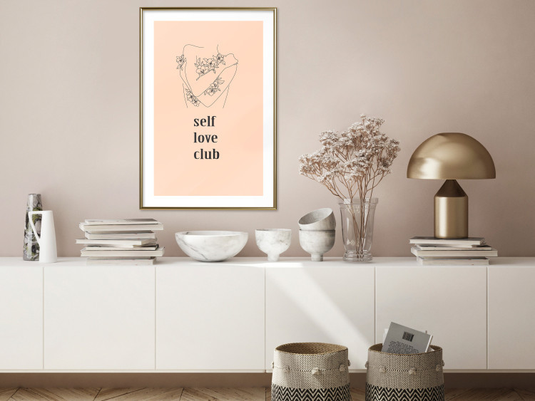 Wall Poster Self Love Club - woman lineart and texts on a pastel background 138878 additionalImage 15