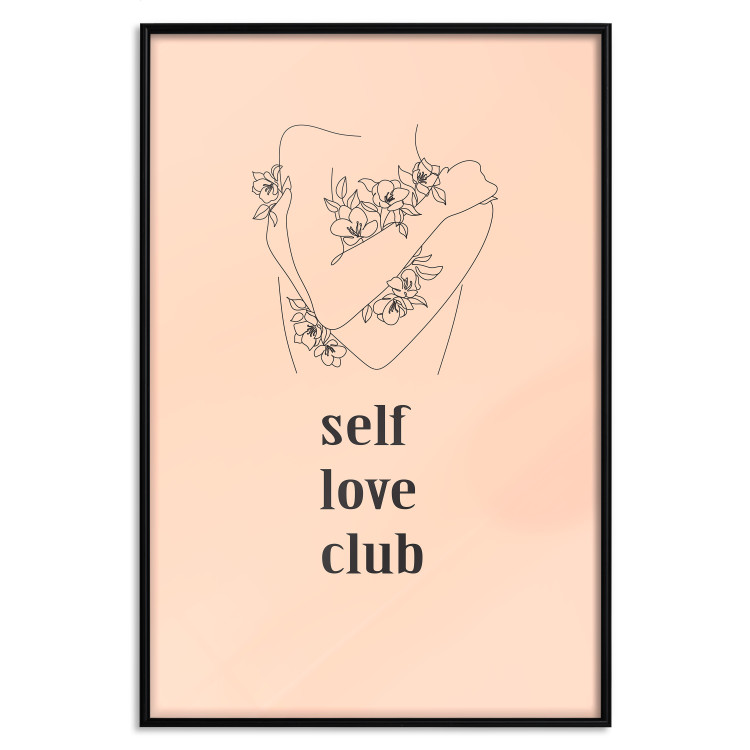 Wall Poster Self Love Club - woman lineart and texts on a pastel background 138878 additionalImage 12