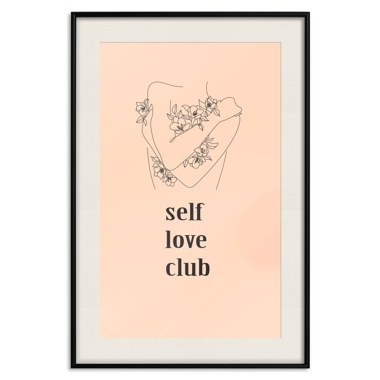 Wall Poster Self Love Club - woman lineart and texts on a pastel background 138878 additionalImage 25