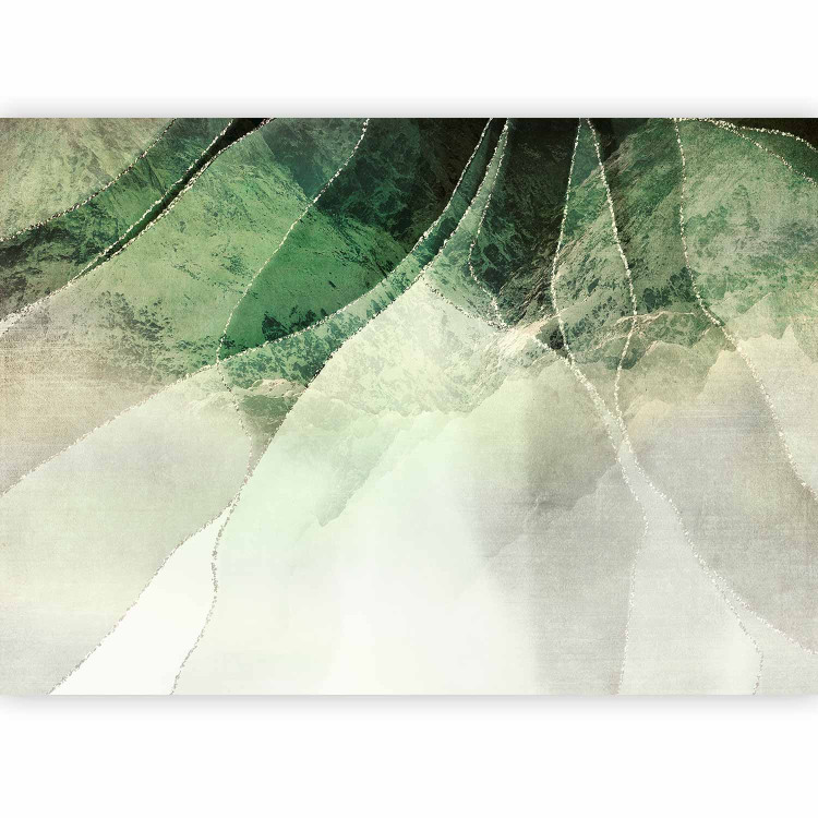 Wall Mural Storm of colours - abstract in shades of green with silver elements 143478 additionalImage 5