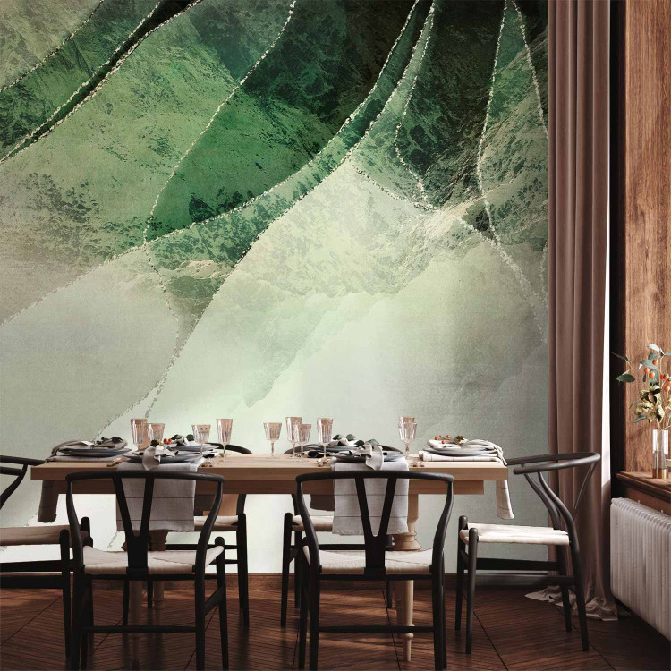 Wall Mural Storm of colours - abstract in shades of green with silver elements 143478 additionalImage 6