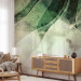Wall Mural Storm of colours - abstract in shades of green with silver elements 143478