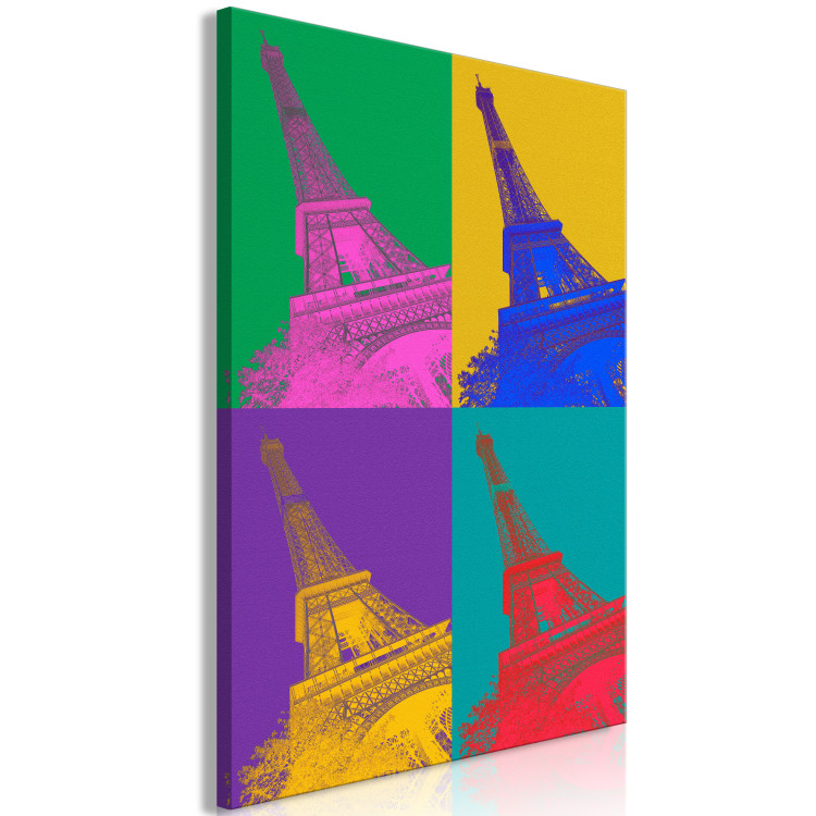 Canvas Art Print Colorful Paris (1-piece) - collage with the Eiffel Tower in pop-art style 144778 additionalImage 2