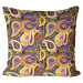 Decorative Microfiber Pillow Peacock eyes - motif in shades of orange, purple and brown cushions 146978