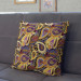 Decorative Microfiber Pillow Peacock eyes - motif in shades of orange, purple and brown cushions 146978 additionalThumb 3