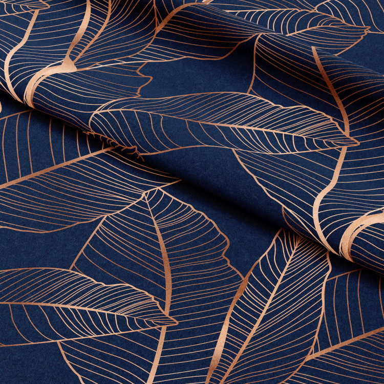 Decorative Curtain Leafy abstraction - plant theme presented on a dark blue background 147278 additionalImage 7