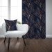 Decorative Curtain Leafy abstraction - plant theme presented on a dark blue background 147278 additionalThumb 3