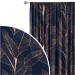 Decorative Curtain Leafy abstraction - plant theme presented on a dark blue background 147278