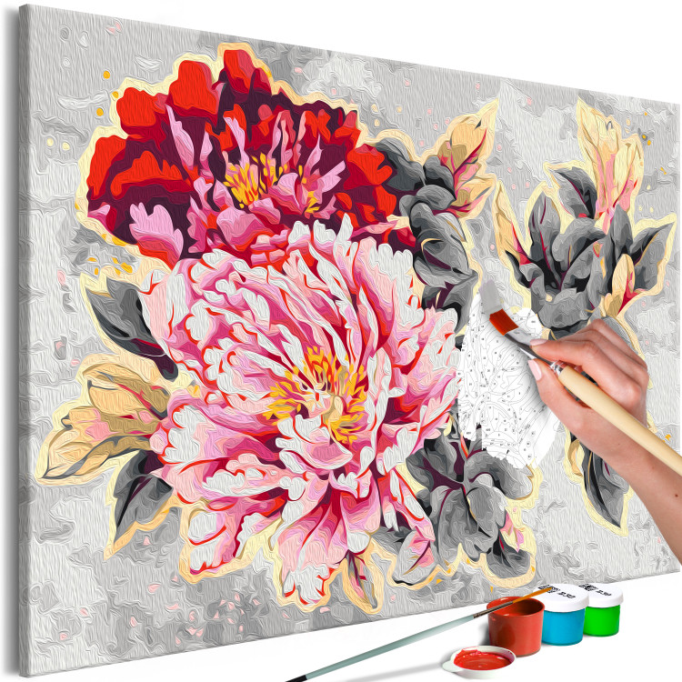 Paint by Number Kit Peonies - Bouquet of Delicate Pink and Red Flowers 148878 additionalImage 4