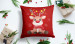 Decorative Microfiber Pillow Fairytale Reindeer - colourful silhouette of a seated animal on a red background 149178 additionalThumb 2