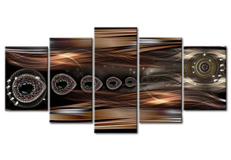 Canvas Art Print Noble Flames (5-piece) - abstraction in waves and crystals 149678
