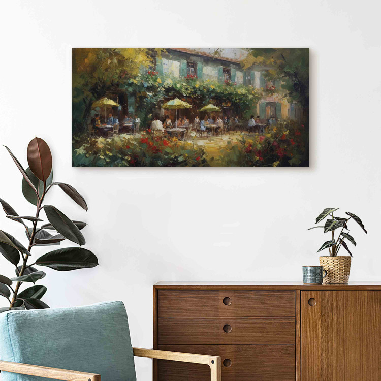 Large canvas print Cafe in Summer - A Painting Composition Inspired by the Style of Claude Monet [Large Format] 151078 additionalImage 5