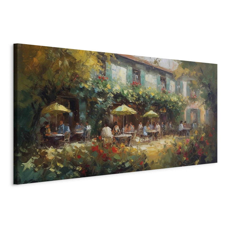 Large canvas print Cafe in Summer - A Painting Composition Inspired by the Style of Claude Monet [Large Format] 151078 additionalImage 2