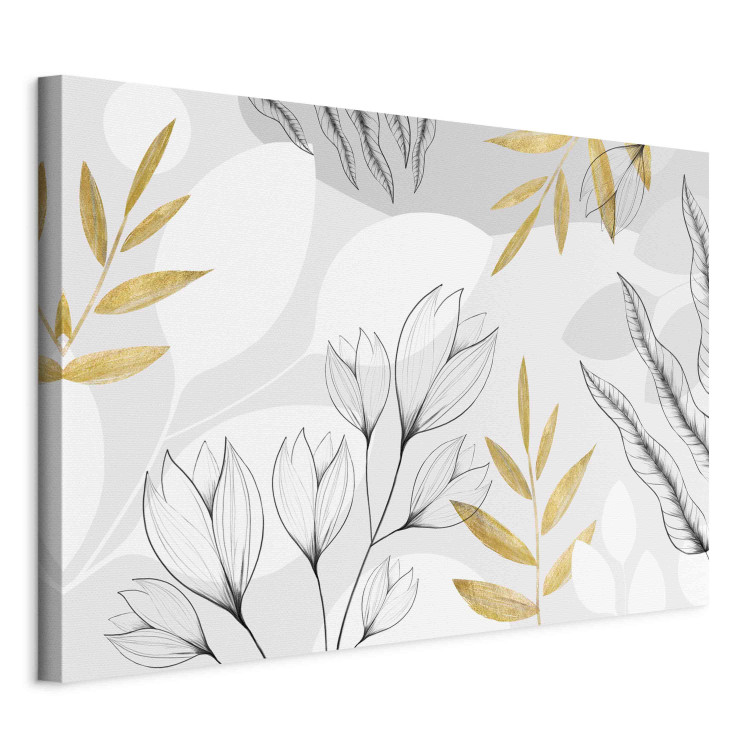 Large canvas print Fine Abstraction - A Minimalist Composition With Leaves and Flowers [Large Format] 151178 additionalImage 2