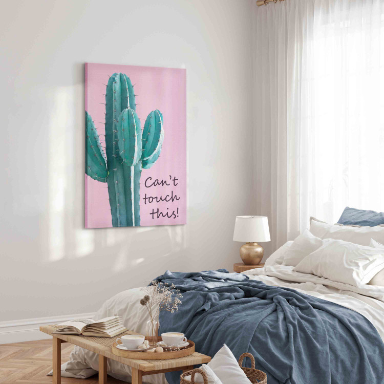 Canvas Can’t Touch This! - Inscription on a Pink Background With a Green Cactus 151278 additionalImage 10