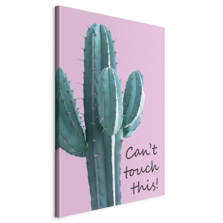 Canvas Can’t Touch This! - Inscription on a Pink Background With a Green Cactus 151278 additionalImage 2