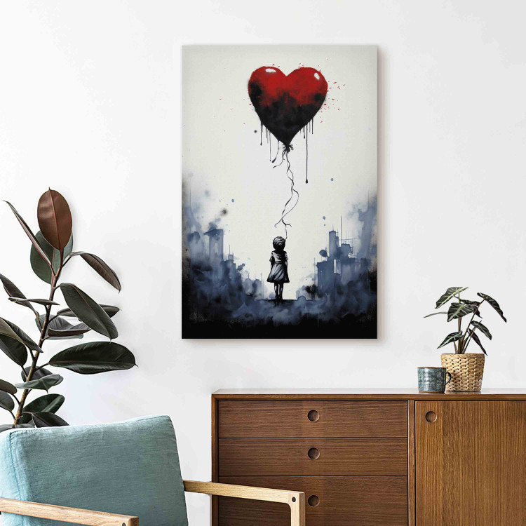 Print On Glass Flying Balloon - Watercolor Composition in Banksy Style [Glass] 151878 additionalImage 3