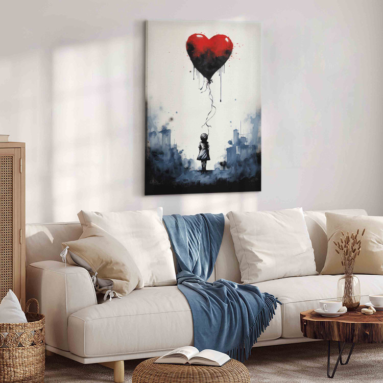 Print On Glass Flying Balloon - Watercolor Composition in Banksy Style [Glass] 151878 additionalImage 5