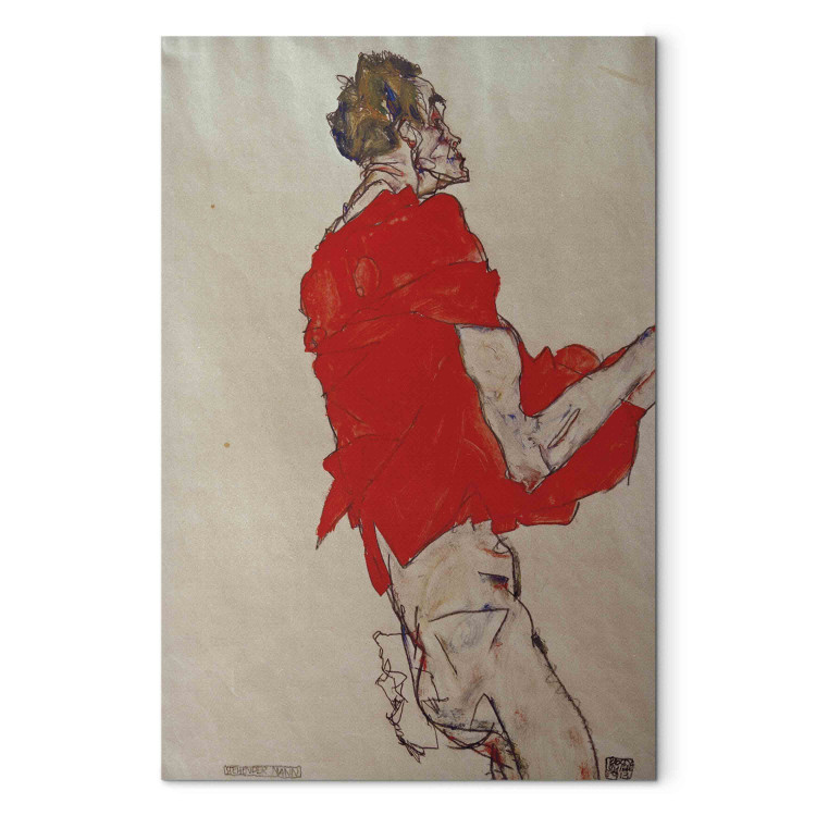 Art Reproduction E.Schiele, Stehender Mann mit rot.Tuch 154378