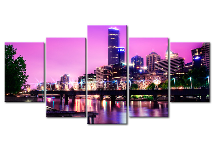 Canvas Print Night urban city skyline - Melbourne 50578