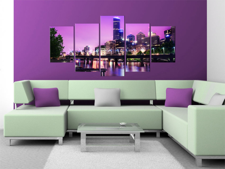 Canvas Print Night urban city skyline - Melbourne 50578 additionalImage 3