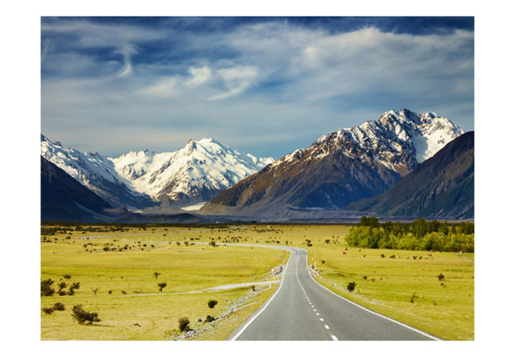 Wall Mural Southern Alps - Landscape with a Road Among High Mountains and Blue Sky 60578 additionalImage 1