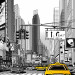 Photo Wallpaper Comic about New York - Black and White Architecture with Yellow Taxis 61478 additionalThumb 5