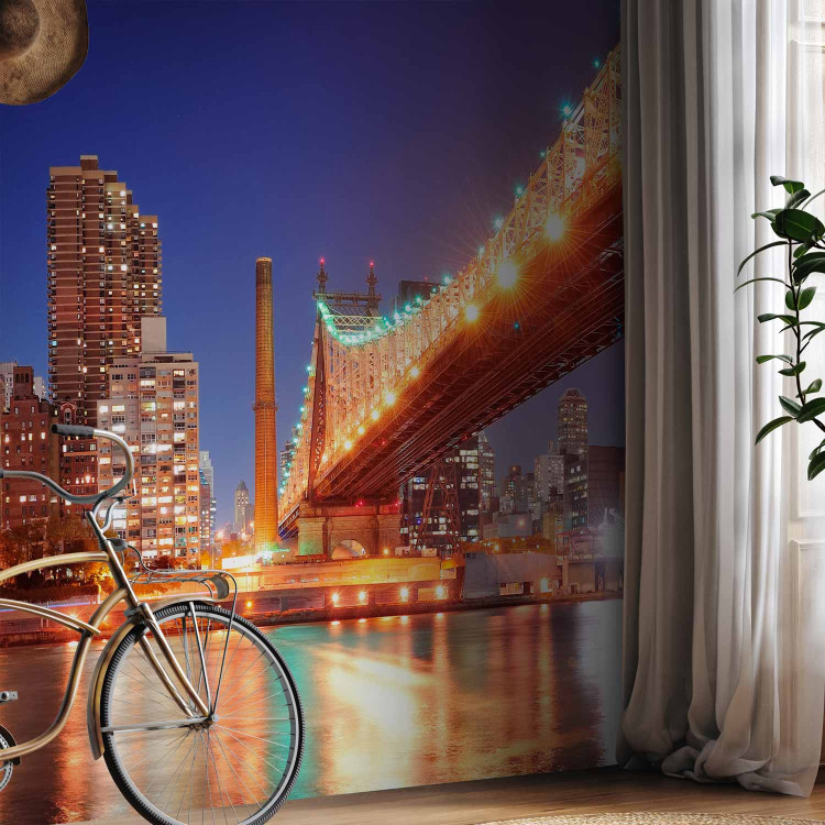Wall Mural Brooklyn Bridge - Nighttime Architecture of New York Illuminated by Lamps 61578 additionalImage 7