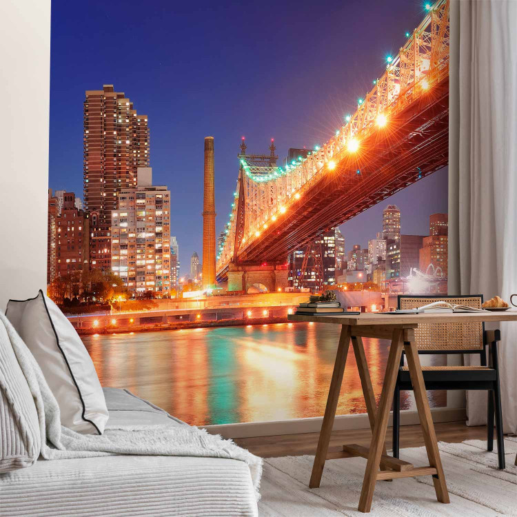 Wall Mural Brooklyn Bridge - Nighttime Architecture of New York Illuminated by Lamps 61578 additionalImage 4