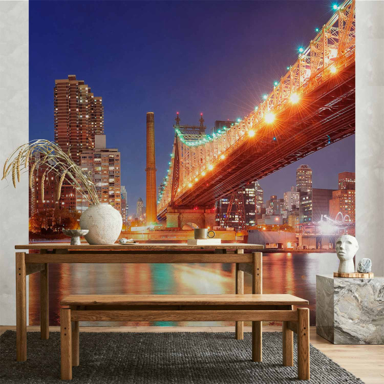 Wall Mural Brooklyn Bridge - Nighttime Architecture of New York Illuminated by Lamps 61578 additionalImage 6
