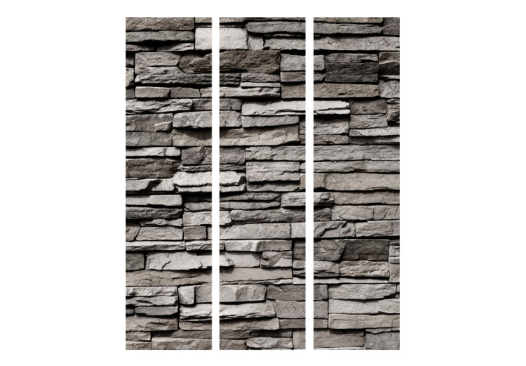 Room Divider Screen Stone Facade - architectural texture of gray stone bricks 95478 additionalImage 3