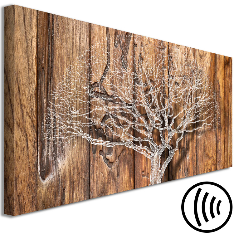 Canvas Tree Chronicle (1-part) Narrow - Landscape on Brown Texture 108288 additionalImage 6