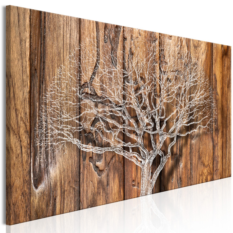 Canvas Tree Chronicle (1-part) Narrow - Landscape on Brown Texture 108288 additionalImage 2