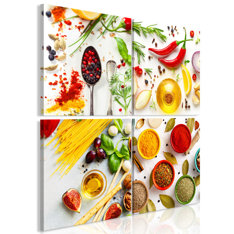 Canvas Print Spices of the World (4-part) - Still Life of Colorful Condiments 108388 additionalImage 2