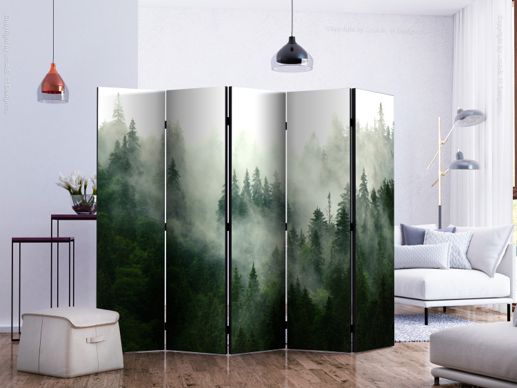 Room Divider Screen Coniferous Forest II - landscape of spruce forest scenery in fog 114188 additionalImage 2