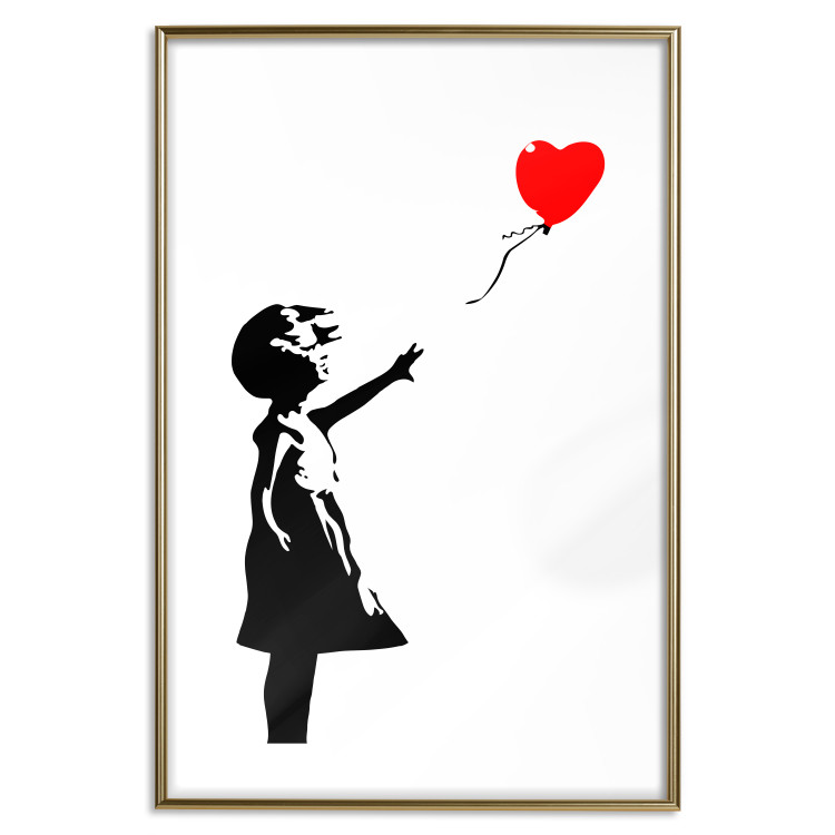 Wall Poster Girl with Balloon - black and white urban graffiti in Banksy style 114588 additionalImage 14