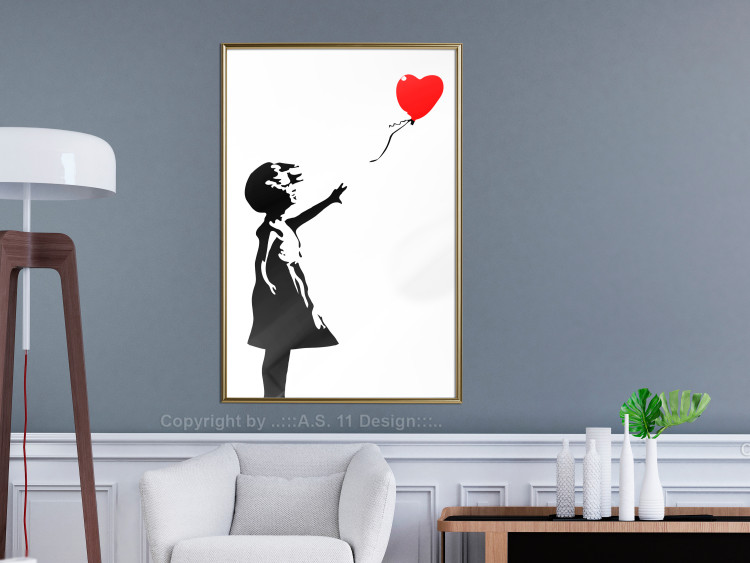 Wall Poster Girl with Balloon - black and white urban graffiti in Banksy style 114588 additionalImage 7